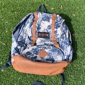 Jansport Backpack Laptop Floral with leather trim